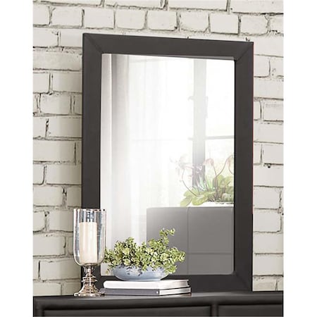 Home Elegance Lorenzi Collection Mirror, Black Vinyl - 28.75 x 0.75 x 38.75 in. 2220-6